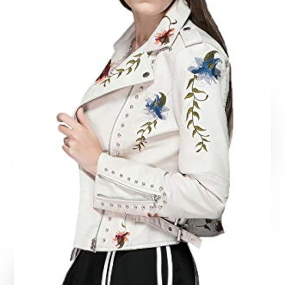 Embroidered Floral Moto Jacket - Picture 3 of 5